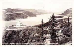 RPPC Postcard, Looking Up the Columbia River, Vista House in Foreground E05