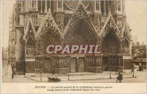 Old Postcard Reims Grand Portal of the Cathedral before the war