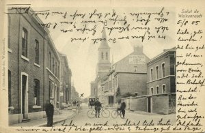 belgium, WELKENRAEDT, Rue de l'Eglise, Bike (1905) Postcard