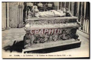 Old Postcard Tours Cathedral the tomb of the children of Charles VIII