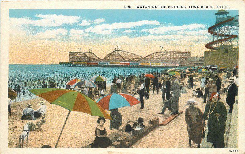 1920s Watching the Bathers Long Beach California Western Publishing 1265