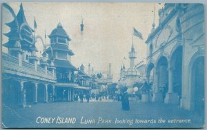 BROOKLYN NY CONEY ISLAND LUNA PARK LOOKING TOWARDS THE ENTRANCE ANTIQUE POSTCARD