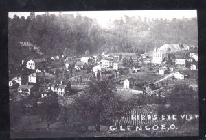 REAL PHOTO GLENCOE OHIO BIRDSEIE VIEW OF DOWNTOWN POSTCRD COPY