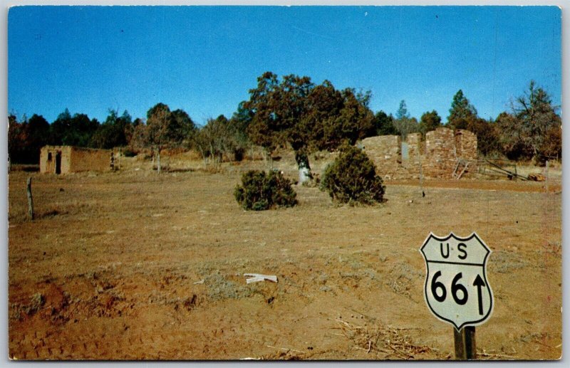 Vtg Highway Route 66 Abandoned Adobe & Rock Stacks in the Southwest Postcard