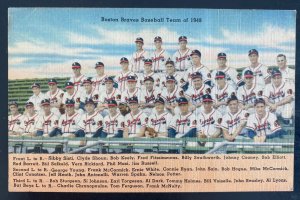 Mint USA Color Picture Postcard PPC Boston Braves Baseball Team 1948