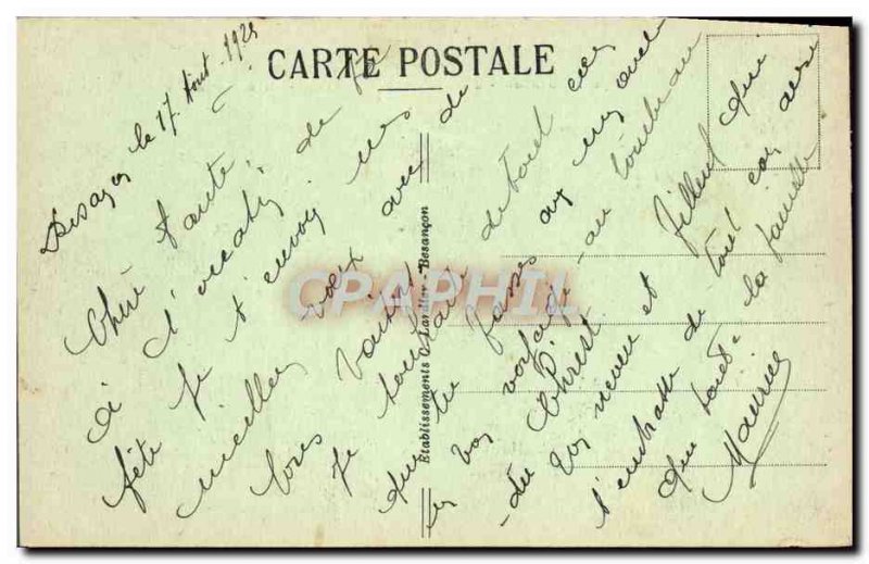 Old Postcard Besancon Les Bains Square Castan black and Cathedral Porte Saint...