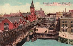 13157 Chicago Casket Ad, Wells Street Bridge, Chicago & Northwestern Depot 1312