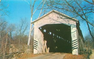 Gibson County Indiana Wheeling Covered Bridge Chrome Postcard Unused