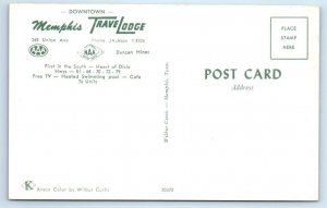 2 Postcards MEMPHIS, Tennessee TN ~Night/Day TRAVELODGE Downtown Roadside Motel