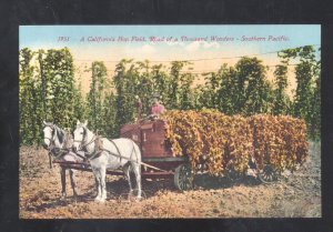 SOUTHERN PACIFIC RAILROAD ROAD OF A THOUSAND WONDERS HORSE DRAWN HOPS WAGON