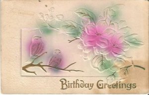 Antique Novelty Postcards Birthday Greetings Heavily Embossed Airbrushed Gold