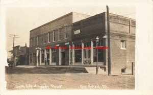 IL, New Holland, Illinois, RPPC, Lincoln Street, South Side Business Section