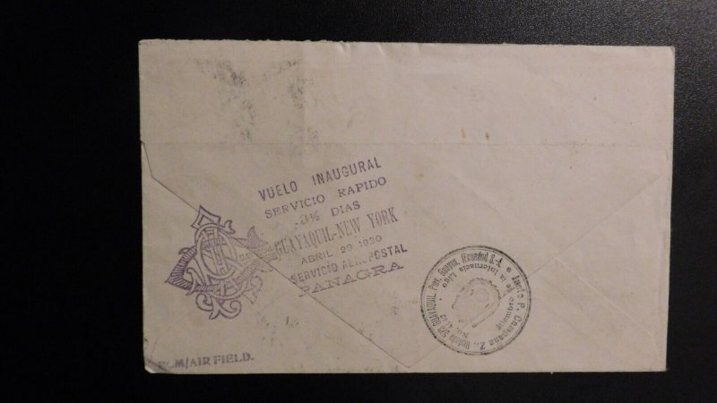 1931 Ecuador First Flight Cover FFC Guayaquil New York Panagra England Address