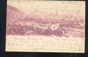 1900 GRUSS AUS FREIBURG I.B GERMANY PANORAMIC VIEW VINTGAE POSTCARD STAMP