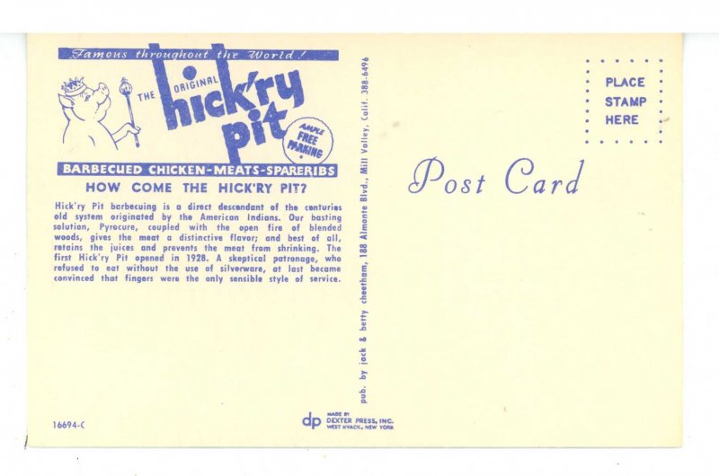 CA - San Francisco. The Original Hick'ry Pit Bar-B-Que