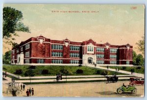 Enid Oklahoma Postcard Enid High School Exterior Building c1910 Vintage Antique