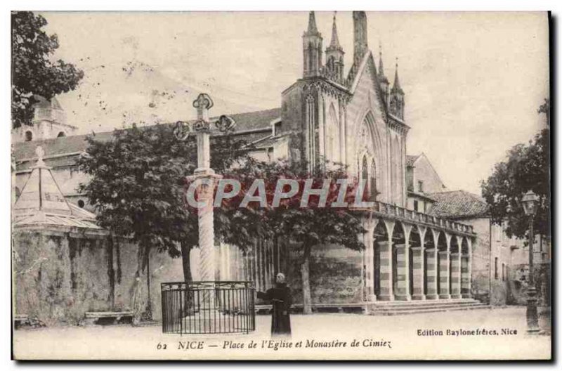 Old Postcard Nice Place of & # 39Eglise and Monastery of Cimiez