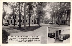 RPPC Maple Grove Motel and Cabins, La Crosse WI Vintage Postcard V69