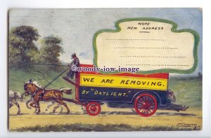 su3369 - Early Change of Address Postcard, Horse Drawn Wagon c1940s - postcard