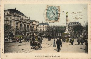 CPA B.J.C. TINTED PARIS Place du Chatelet (49299)