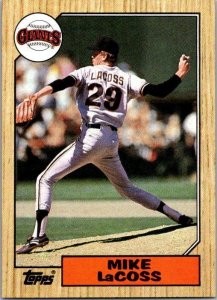 1987 Topps Baseball Card Mike LaCoss San Francisco Giants sk3388