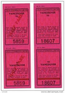 Union Steamships LTD. Half Fare Ticket, Vancouver, British 
