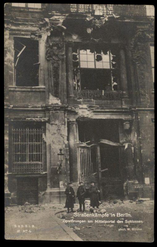 Germany 1918 Revolution Freikorps Soldiers Shot-up Castle RPPC 87353