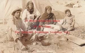 Mexico Border War, RPPC, Mexican Family Making Tortillas by their Tent, Horne