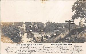 Plattsmouth NE View From 5th Street Mauzy's Book Store RP Postcard