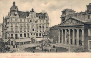 Germany Aachen Theater und Denkmal Kaiser Wilhelm I Vintage Postcard 07.98