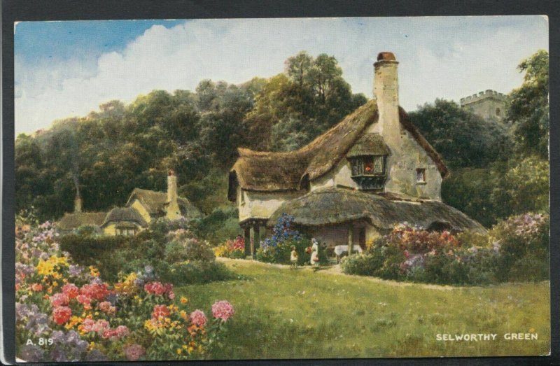 Somerset Postcard - Artist View of Selworthy Green RS14459