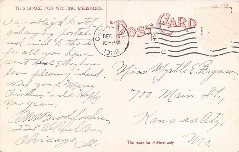 Evanston Illinois~Northwestern University~Memorial Hall~Man on Front Steps~1908