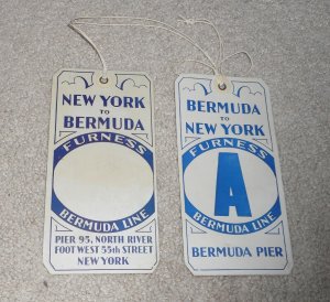 Pair of Vintage Furness Line Bermuda To New York Travel Luggage Tags