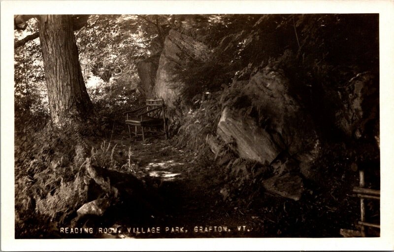 Real Photo Postcard Reading Room at Village Park in Grafton, Vermont~3489