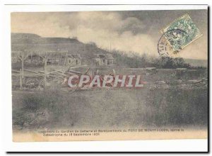 Old Postcard Montfaucon Housing Battery guard barracks and after the disaster...