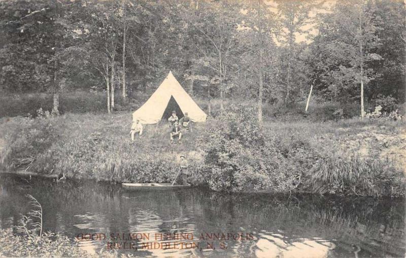 Middleton Nova Scotia Annapolis River Fishing Scene Antique Postcard K83898