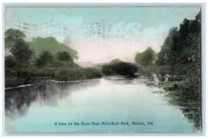 1909 A View On The River Near McCulloch Park Muncie Indiana IN Vintage Postcard