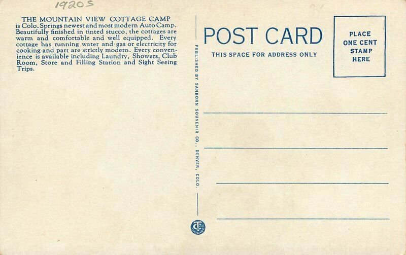 Colorado Springs Panorama Mountain View Cottage Camp Sanborn Postcard 22-2532