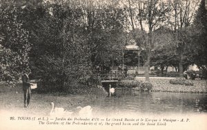 Vintage Postcard 1910's The Garden Prebendaries Basin Band Kiosk Tours France
