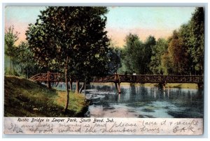 1906 Rustic Bridge In Leeper Park South Bend Indiana IN Posted Antique Postcard 