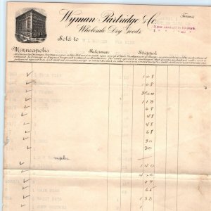 1903 Minneapolis, MN Wyman Partridge Letterhead Dry Goods Receipt to Bee, MN R2