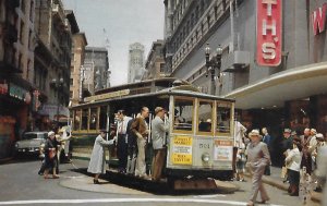 Cable Car San Francisco California on Turntable in front of Woolworth's