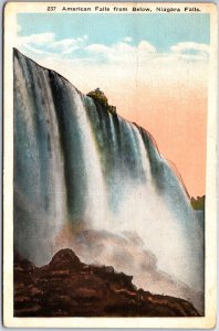 VINTAGE POSTCARD THE AMERICAN FALLS VIEW FROM BELOW NIAGARA FALLS N.Y. 1921