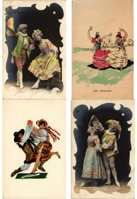 DANCING DANCE, 65 Vintage Postcards Mostly pre-1940 (L6220)