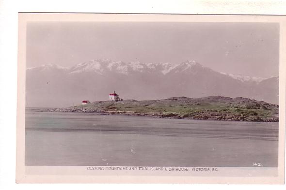 Real Photo, Olympic Mountain,Trail Island Lighthouse, Victoria, British Columbia