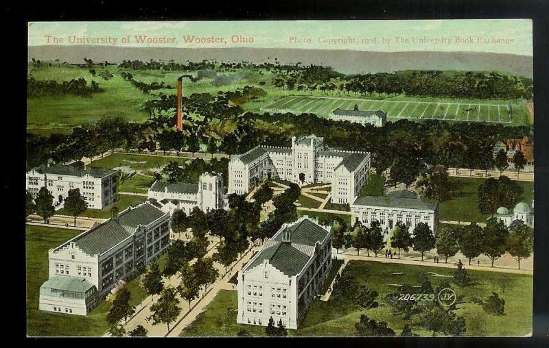 University of Wooster Ohio birdseye view used c1909