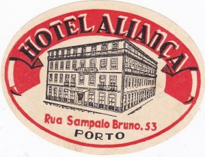 Portugal Porto Hotel Alianca Vintage Luggage Label sk3373