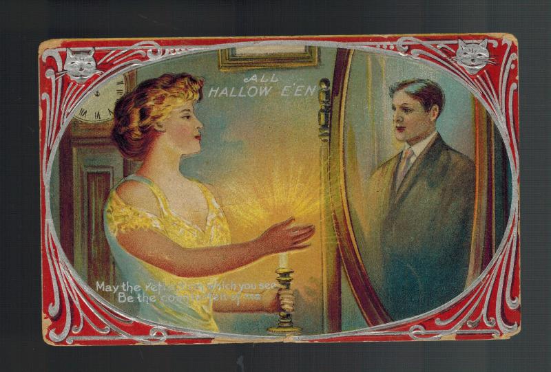 1909 Postcard Cover Halloween Mirror Reflection Counterfeit of Me