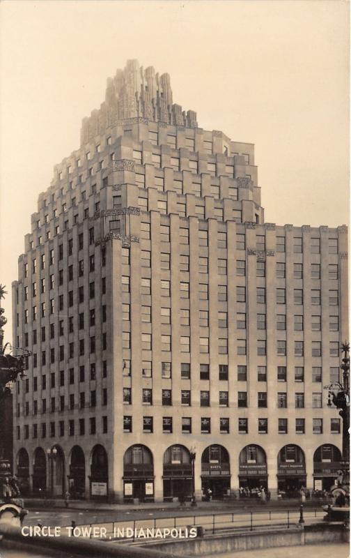 Indianapolis Indiana~Circle Tower (from Monument Circle)~Signs in Windows~RPPC