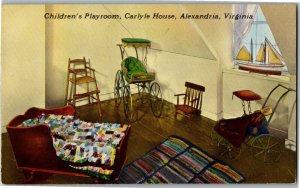 Children's Playroom, Carlyle House, Alexandria VA Vintage Postcard D35